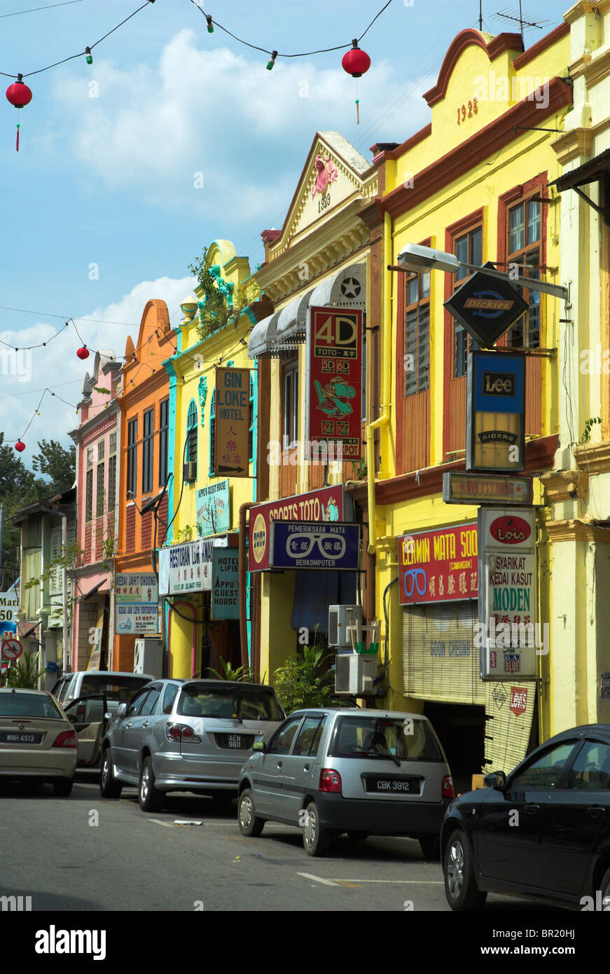 Shophouses on the main street of Kuala Lipis, on Malaysia's Jungle Railway Stock Photo