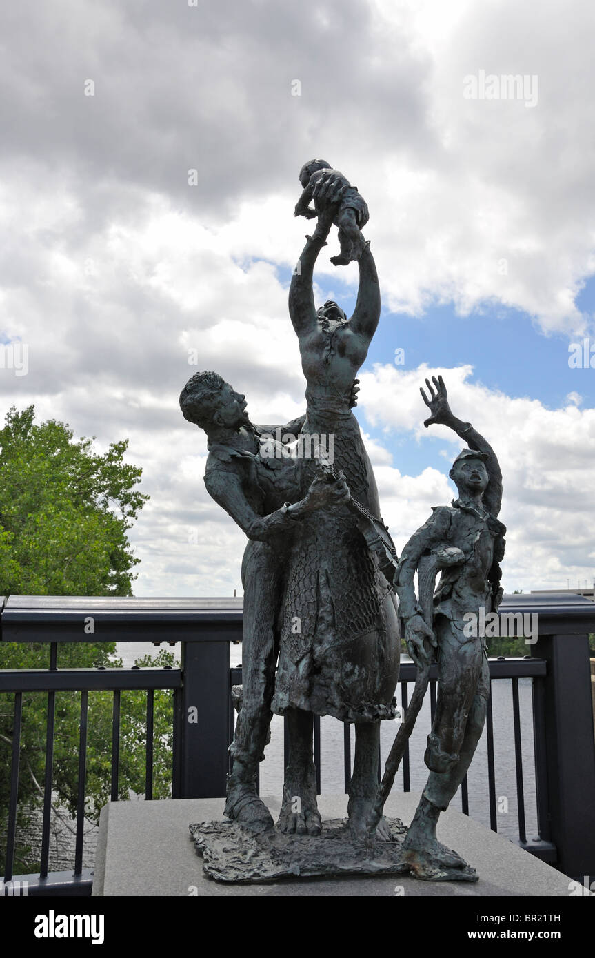 'Emancipation' by African-American sculptor Preston Jackson, Lincoln Financial Sculpture Walk at Riverfront, Hartford, CT, USA Stock Photo