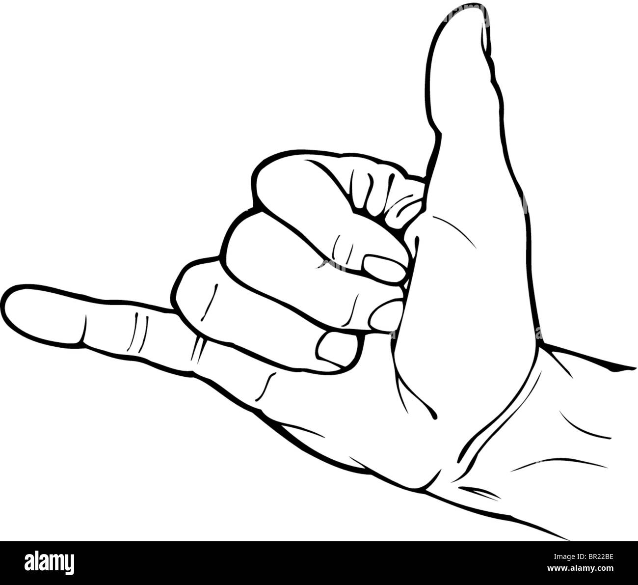 Drawing hang loose symbol background Black and White Stock Photos & Images  - Alamy