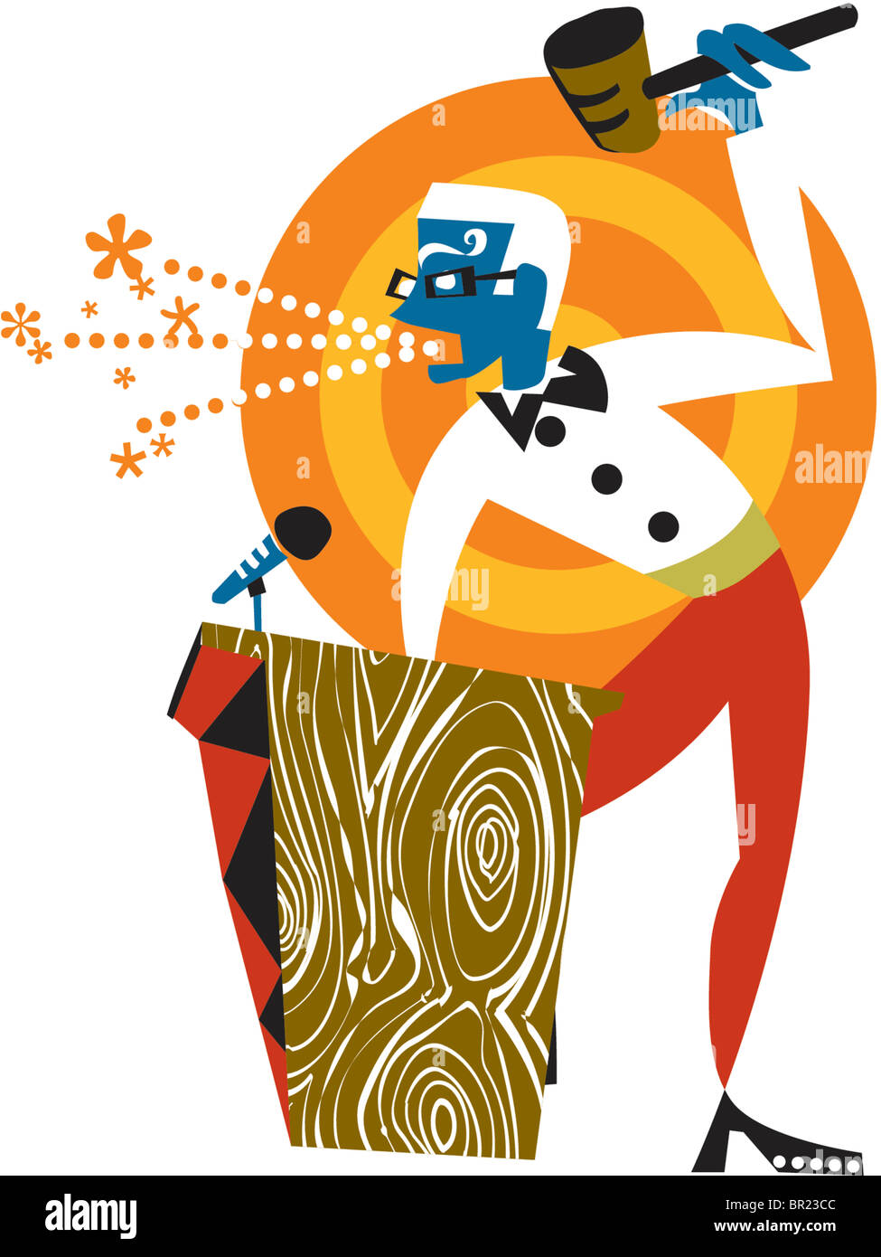 A drawing of an auctioneer in action Stock Photo - Alamy