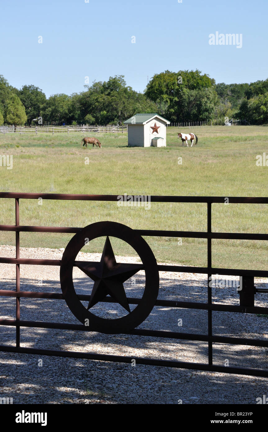 Texas ranch gate, USA Stock Photo