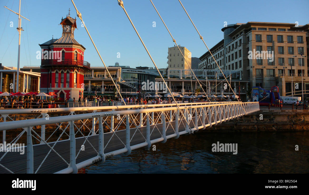 A View Of The Swinging Bridge And Clock Tower At The