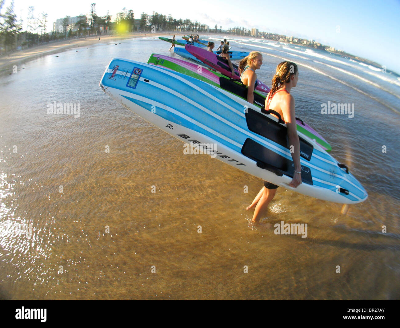 Paddle board training Stock Photo Alamy