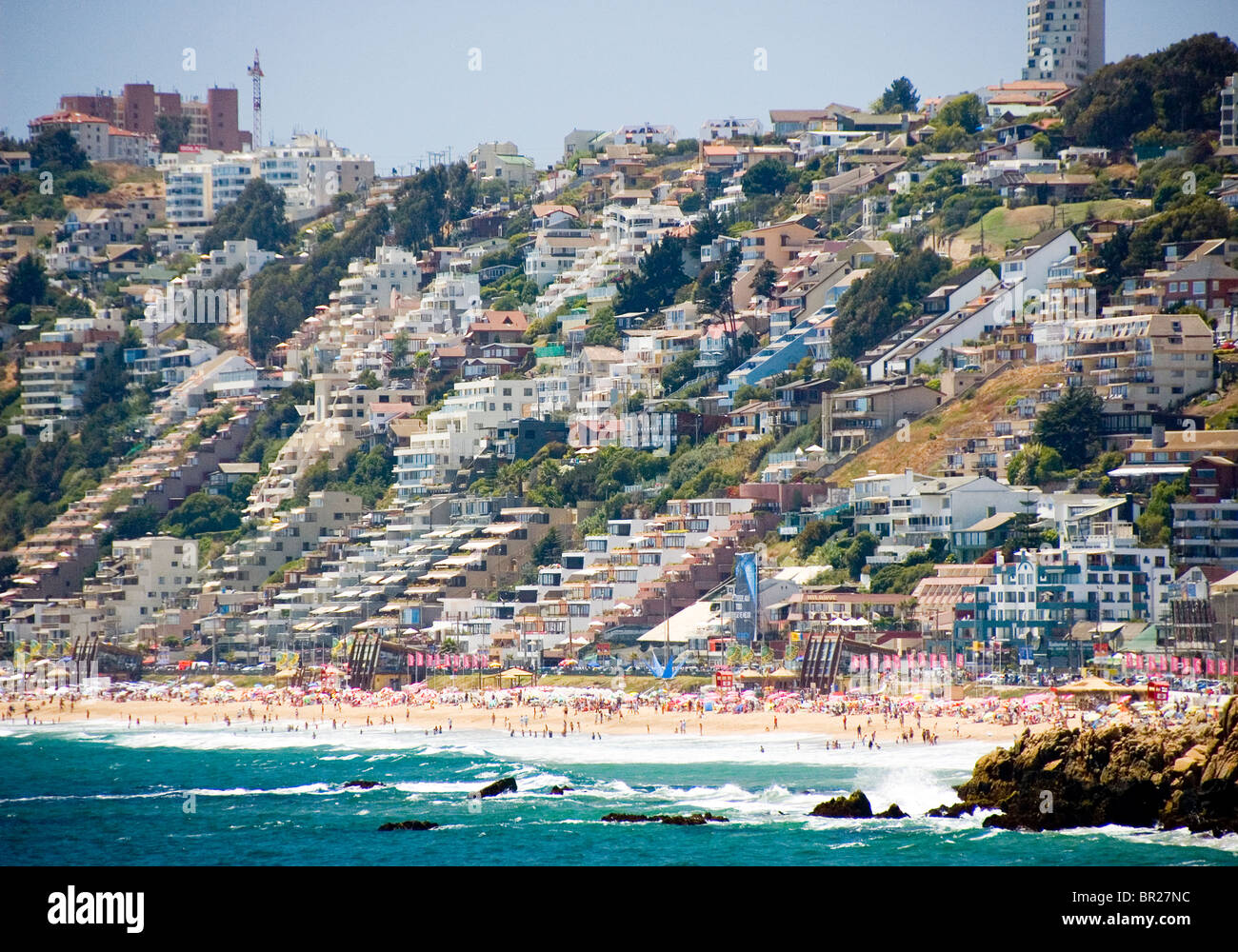 A view of Vina del Mar beach and resorts Stock Photo Alamy