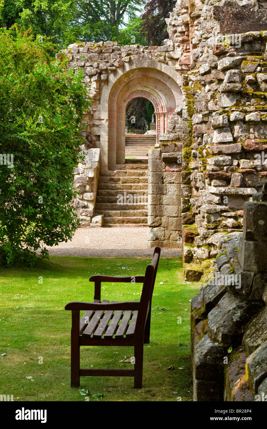 Romantic ruins of Dryburgh Abbey in the Scottish Borders, Scotland Stock Photo