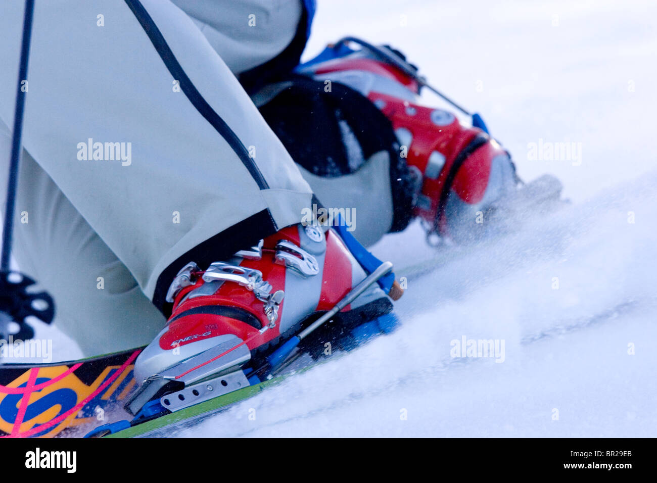 Detail of telemark bindings and boots Stock Photo Alamy
