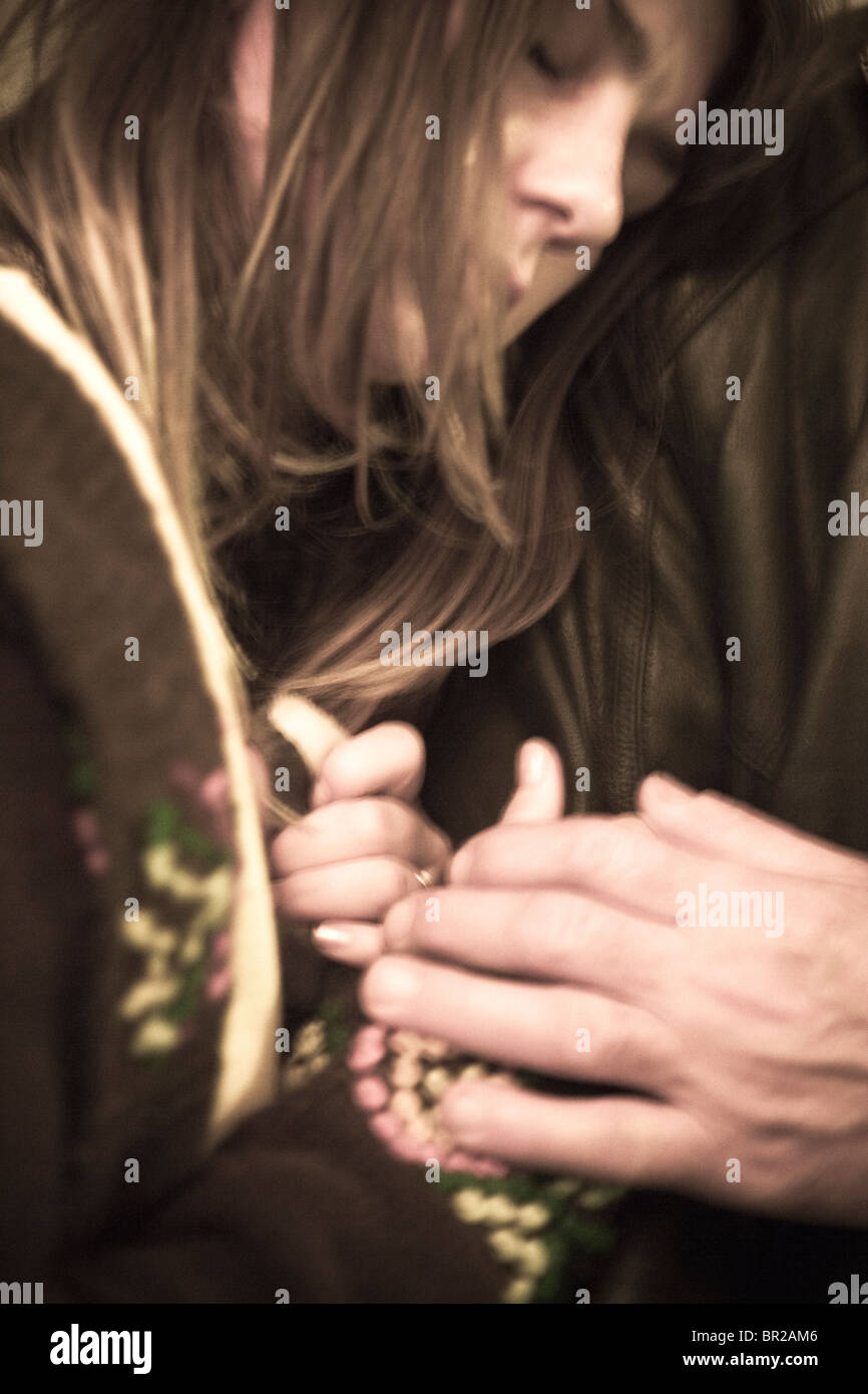 A young woman being comforted. Stock Photo