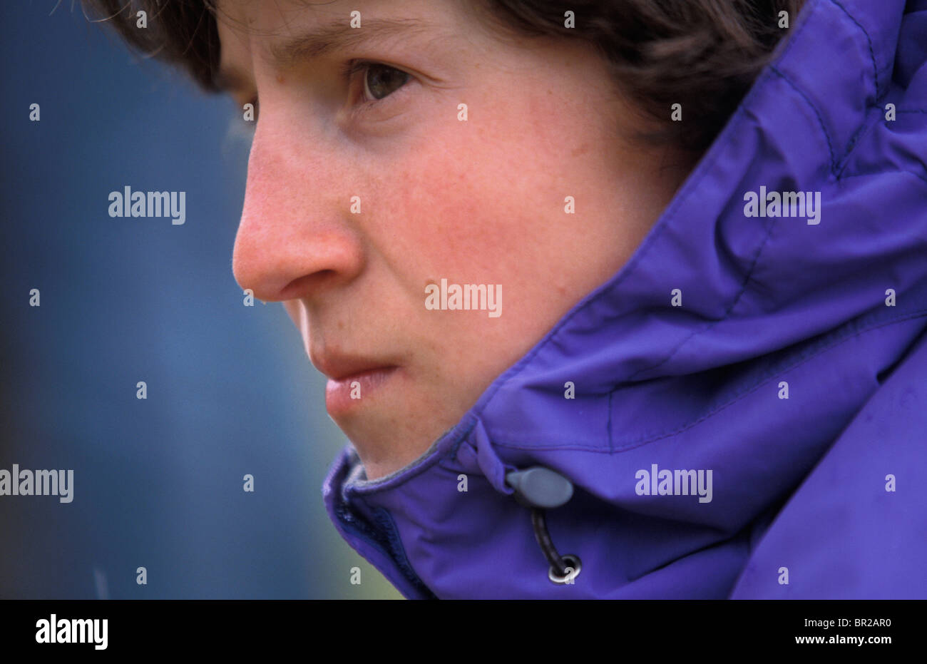 Headshot / portrait of a serious female climber. Stock Photo