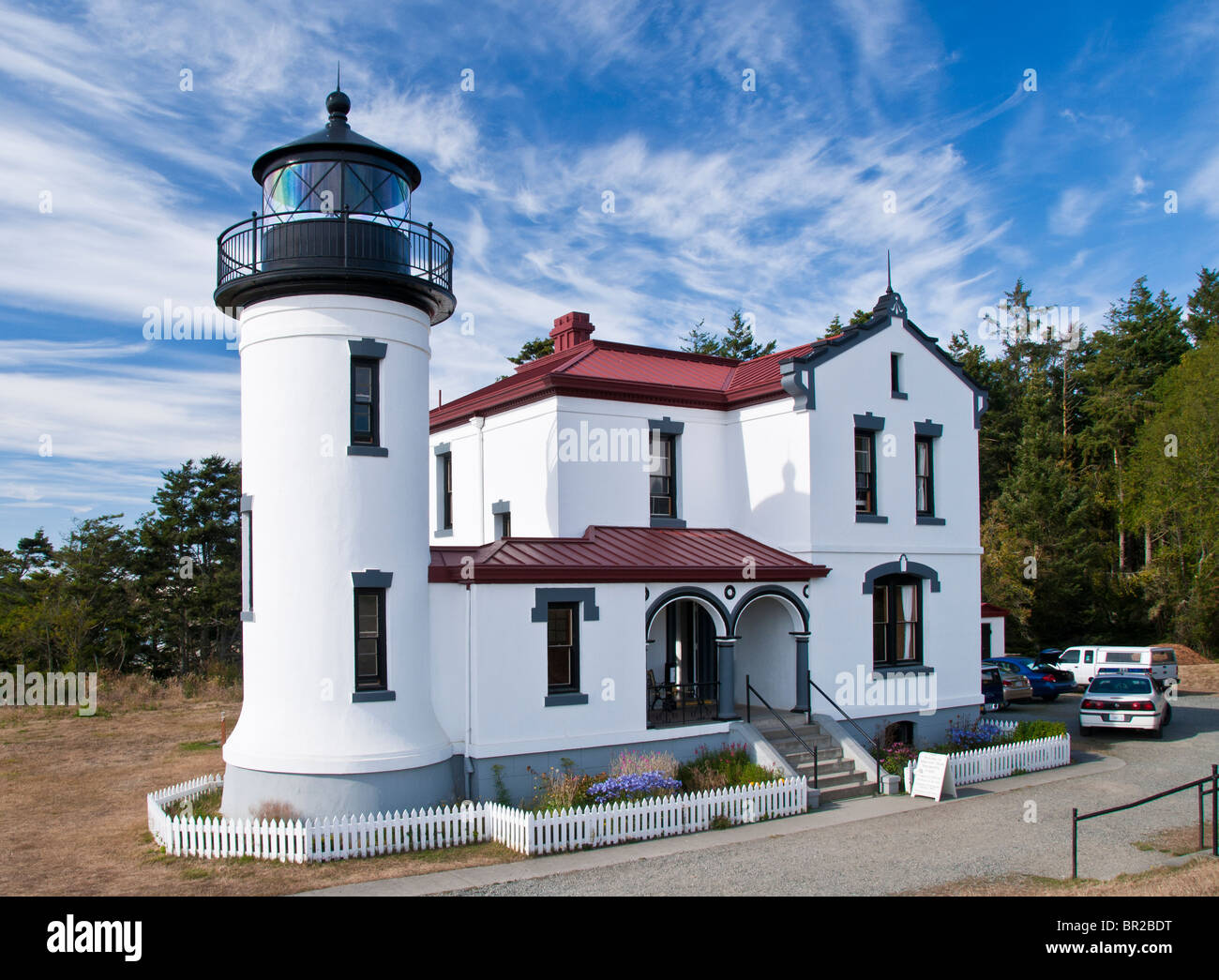 Admiralty Head Lighthouse at Fort Casey State Park, Whidbey Island, Washington. Stock Photo