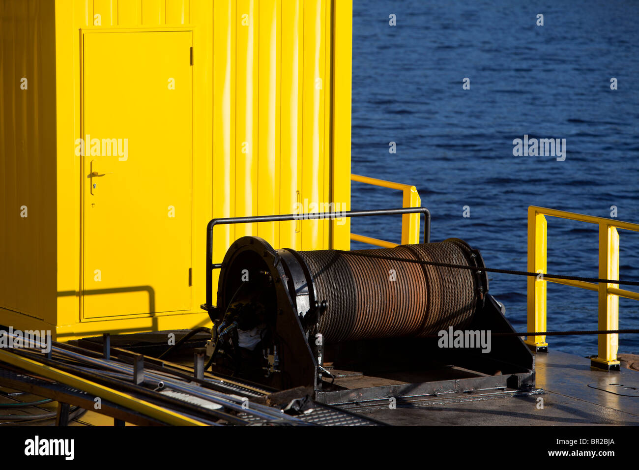 Heavy-duty hydraulic winch Stock Photo