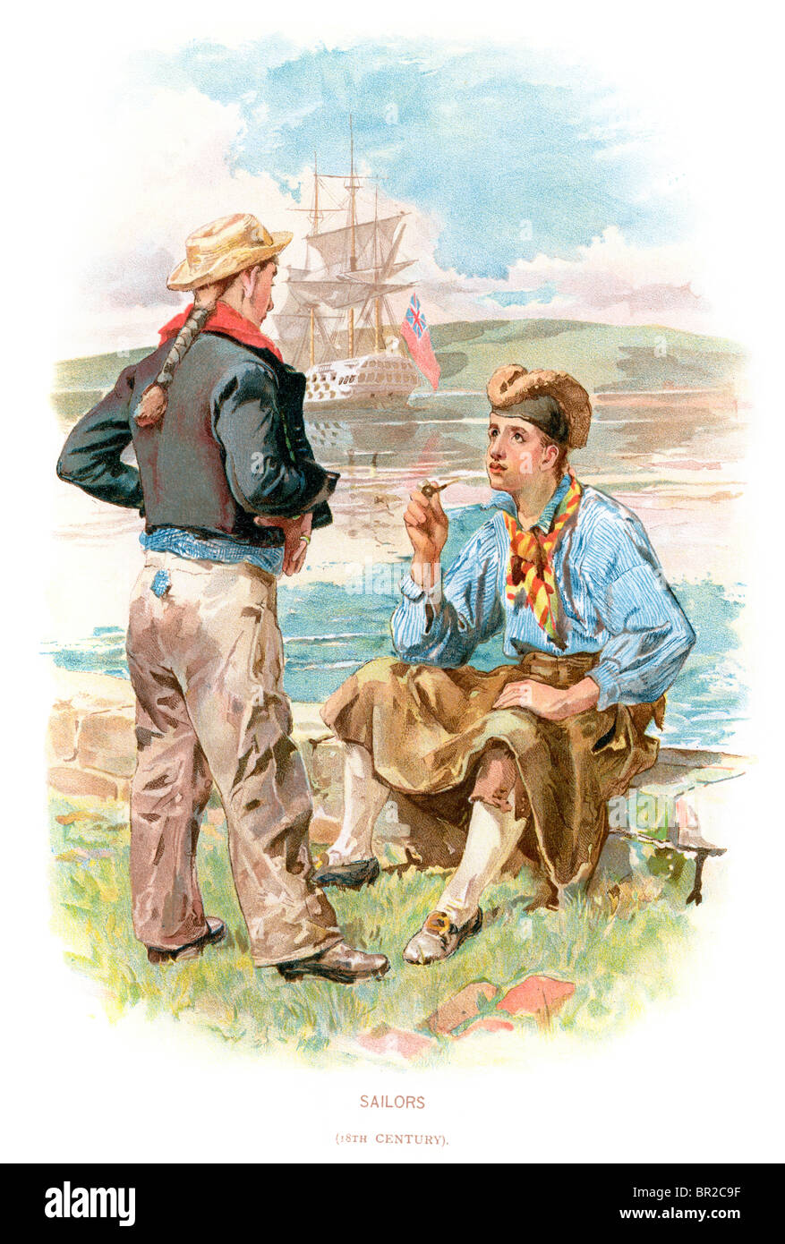 Two Royal Navy sailors from the 18th Century. (Symons 99) Stock Photo