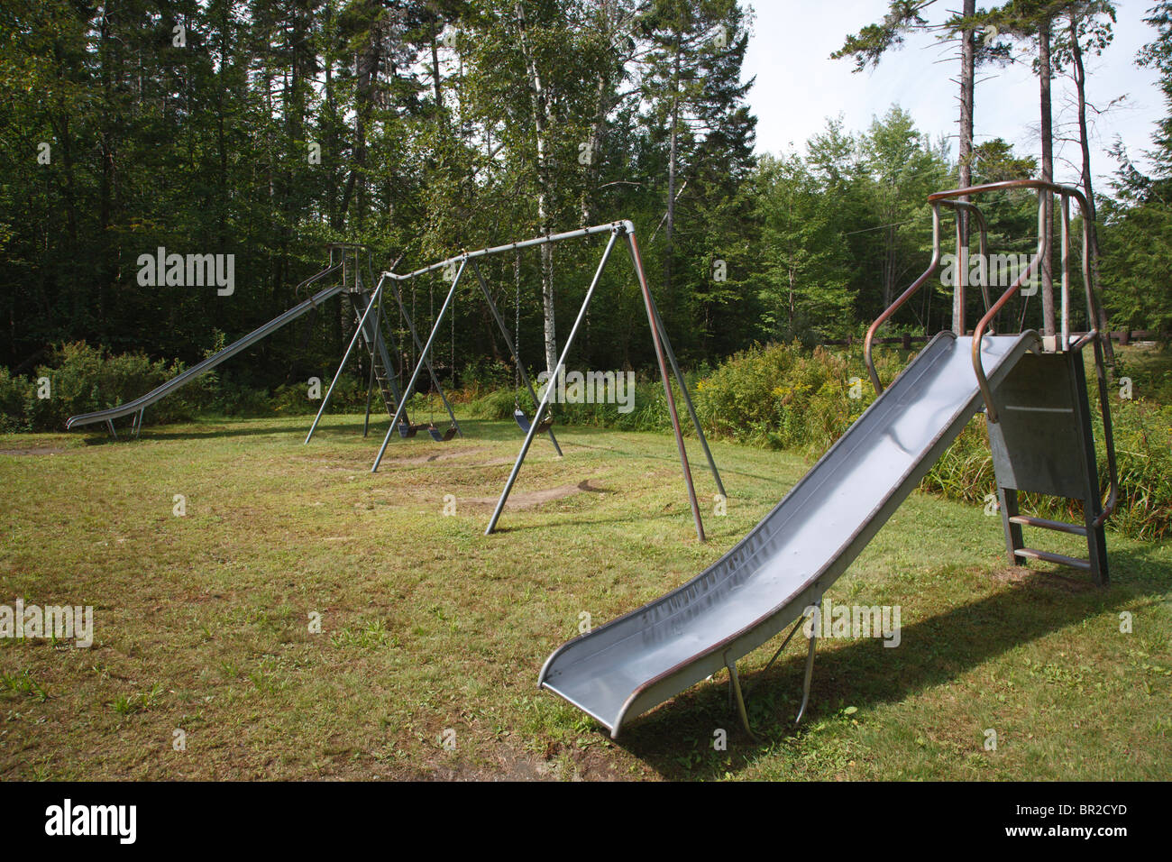 Empty playground at Forest Lake State Park in Whitefield, New Hampshire
