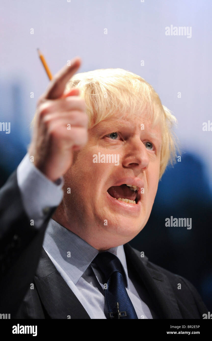London Mayor, Boris Johnson, attends the Conservative Conference in Manchester, 5th October 2009. Stock Photo