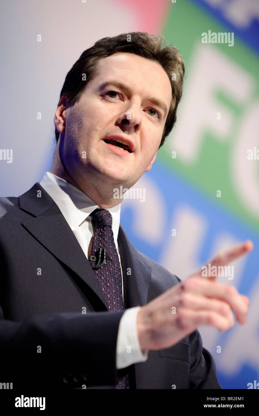 George Osbourne MP addresses the first day of the Conservative Spring Forum, Brighton, 27th February 2010. Stock Photo