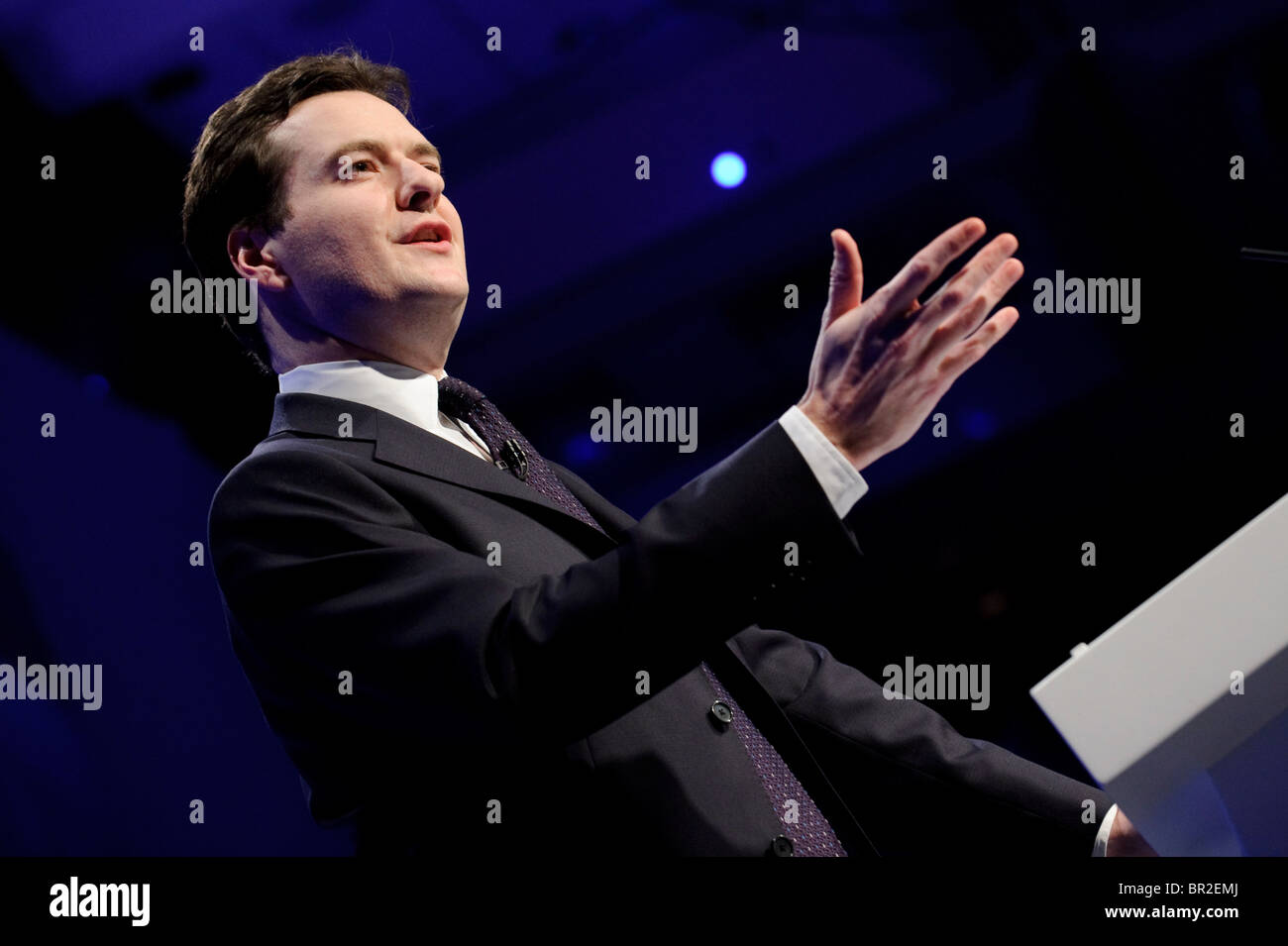 George Osbourne MP addresses the first day of the Conservative Spring Forum, Brighton, 27th February 2010. Stock Photo