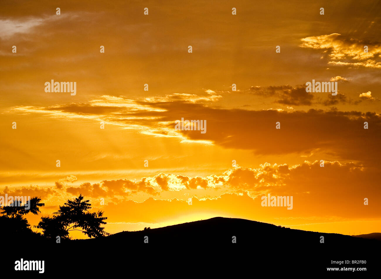 landscape nature sunset sky sun sunrise background horizon color sunlight sunny orange golden beautiful morning yellow red sceni Stock Photo