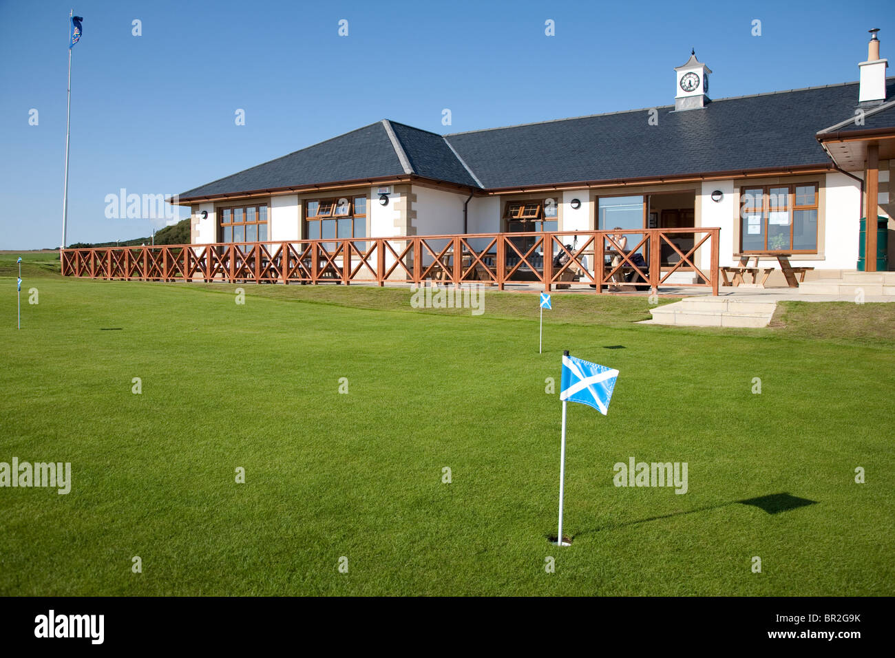 Blackwaterfoot Golf Clubhouse on the Isle of Arran in Scotland Stock Photo