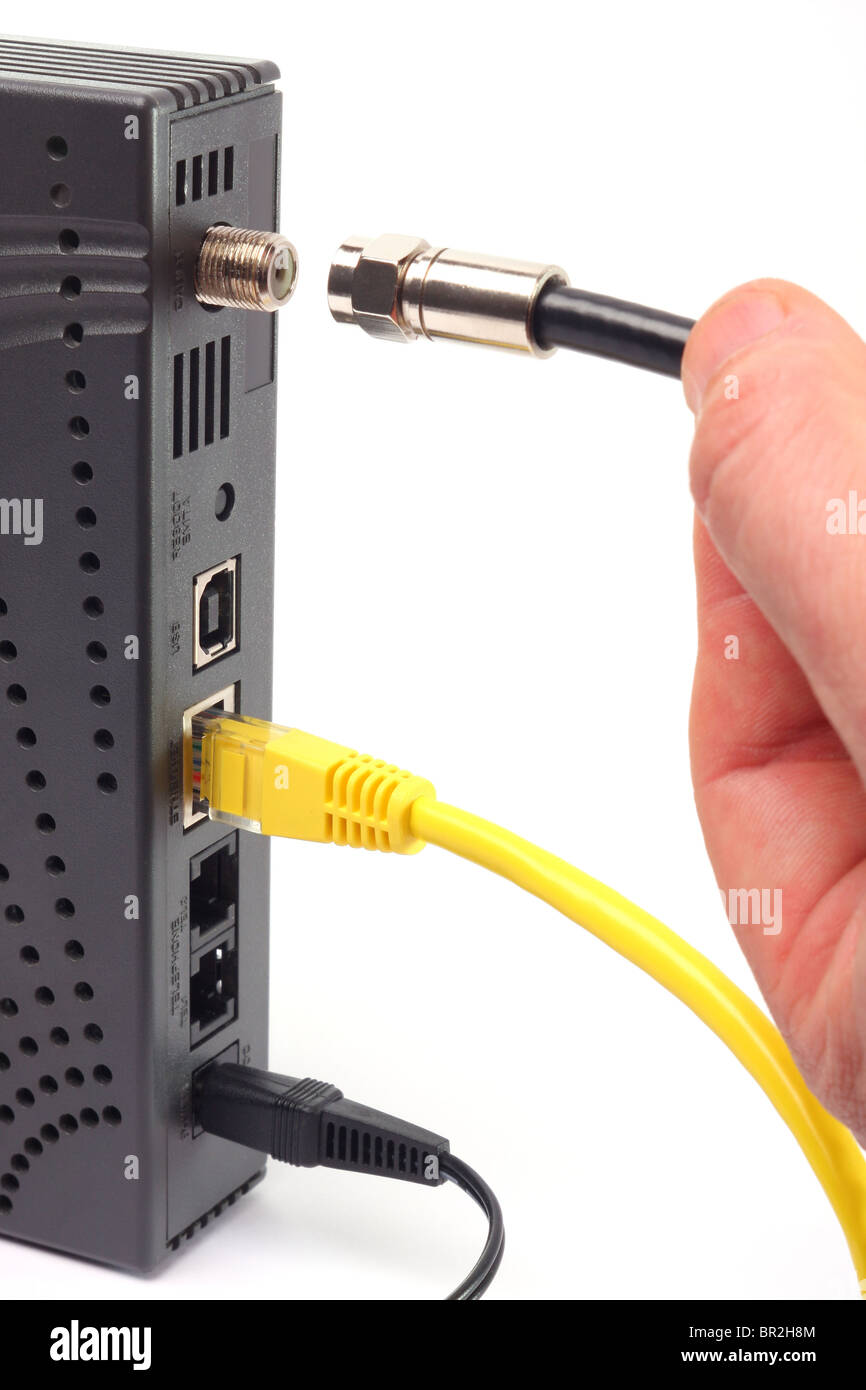 Cable emta modem with connectors Stock Photo