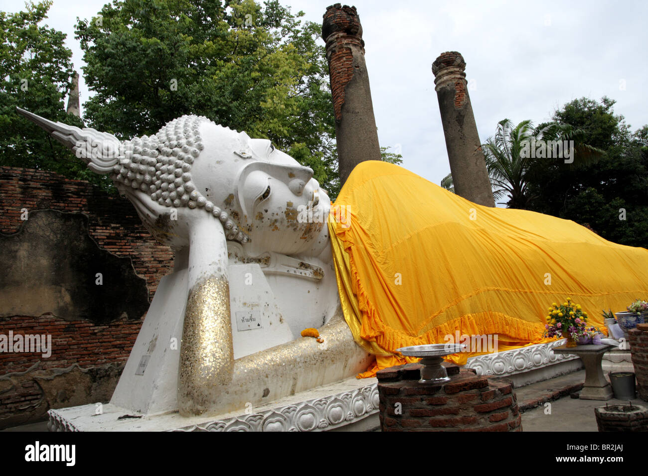 Old Buddha statue , Wat Yai Chai Mongkon, Ayutthaya , Thailand Stock ...