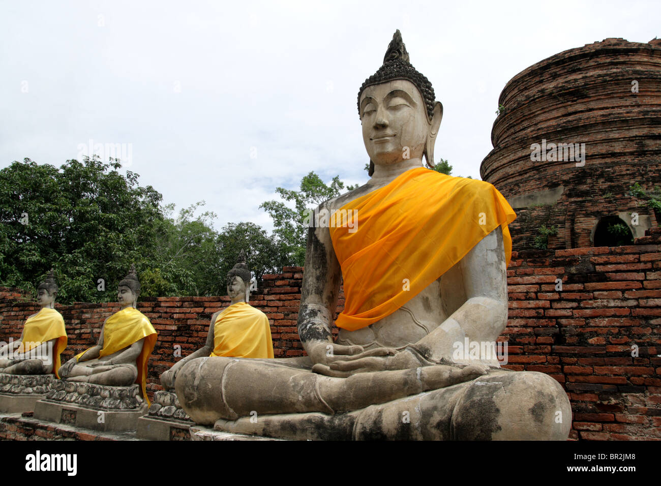 Old Buddha statues , Wat Yai Chai Mongkon, Ayutthaya , Thailand Stock