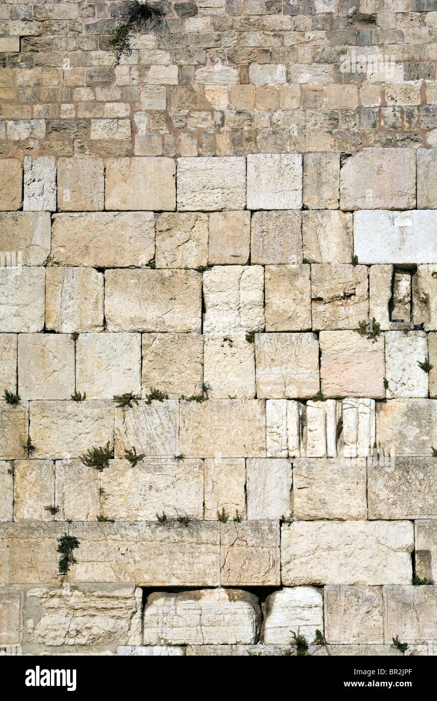 Detail of the Western ('Wailing') Wall, Jerusalem, Israel Stock Photo