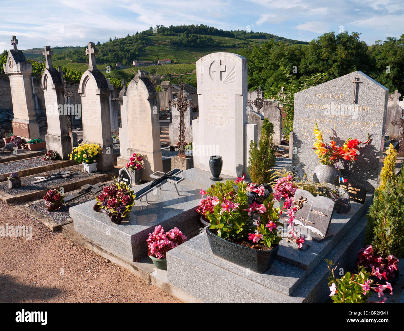 Graves on the Fleurie graveyard in Beaujolais, France Stock Photo Alamy