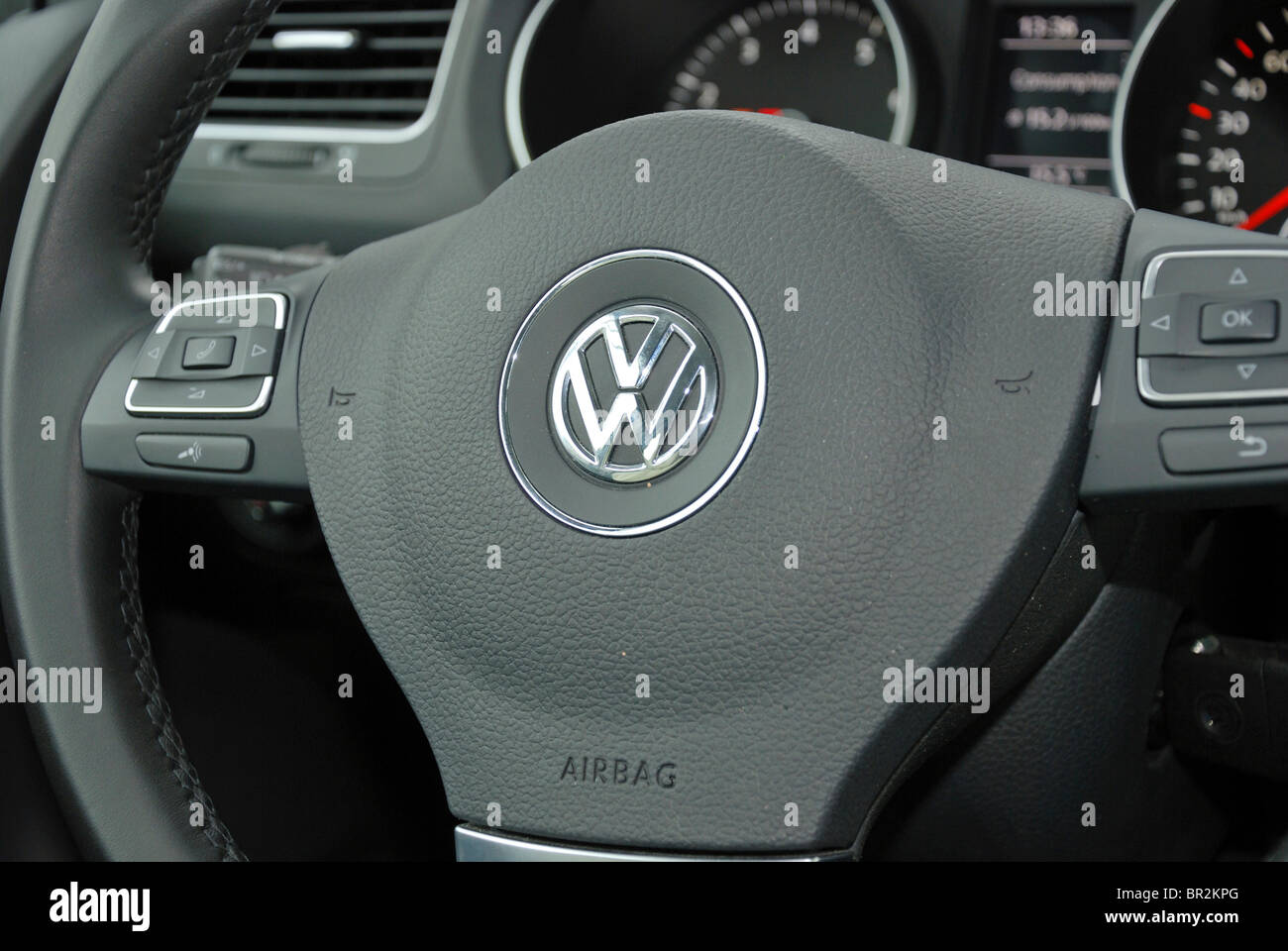 steering wheel, airbag Stock Photo Alamy