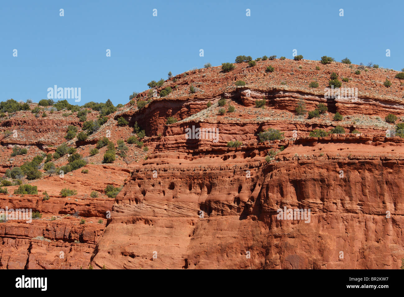 Red rock terrain near the Jemez Pueblo, New Mexico. Stock Photo
