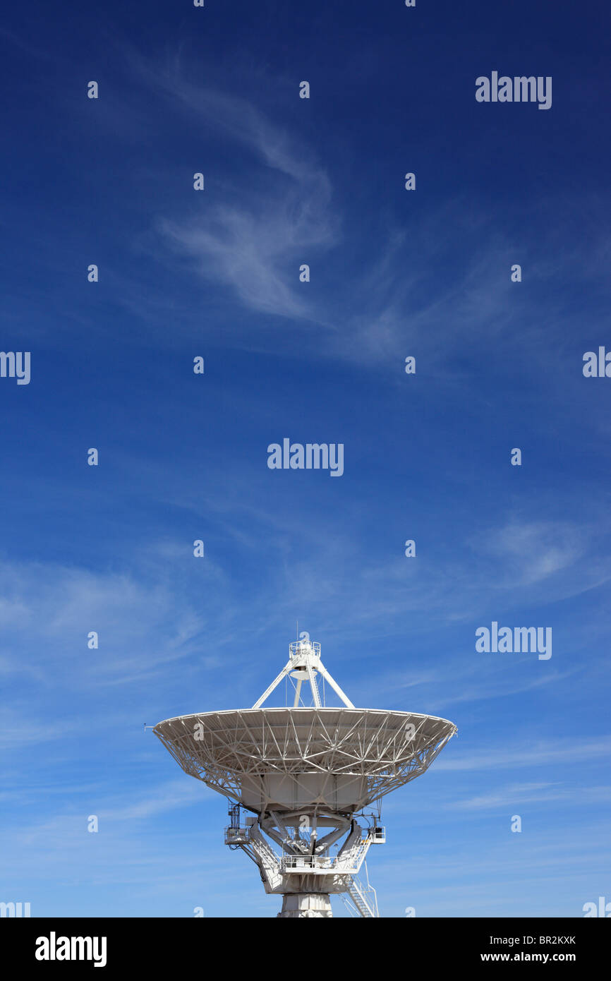 A radio telescope dish in the Very Large Array, New Mexico, is pointed skyward. Stock Photo