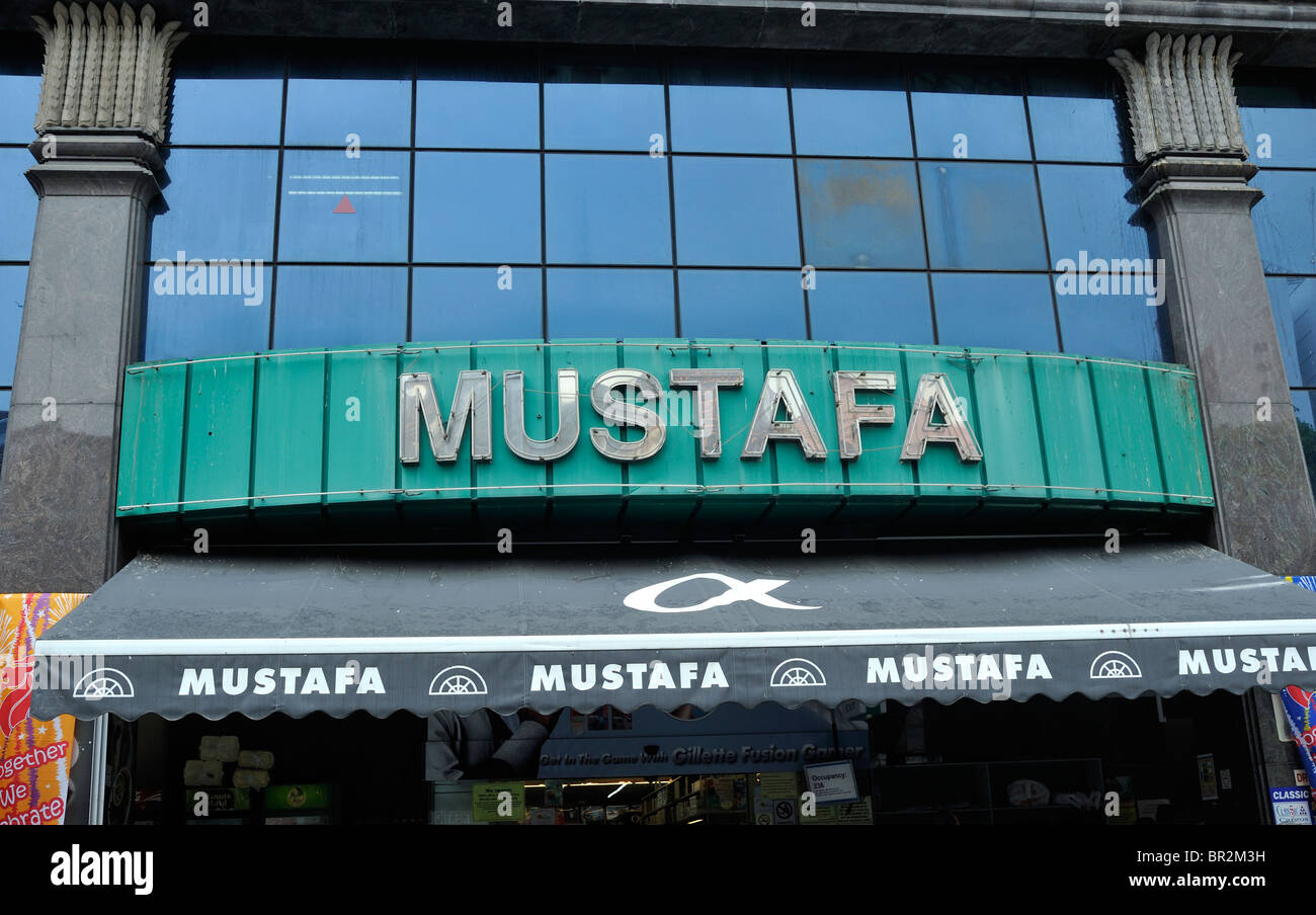 Sign for the famous Mustafa's department store in Little India, Singapore Stock Photo