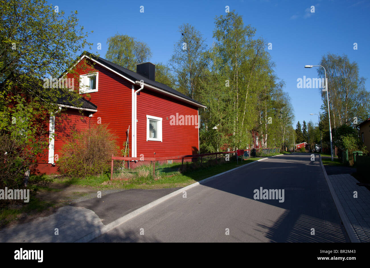 View of a quiet street at suburbs , Finland Stock Photo