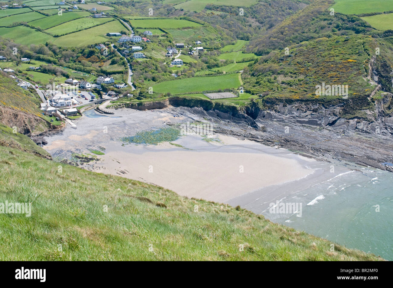 View of Crackington Haven on the north Cornwall coast, from Pencannow Point Stock Photo