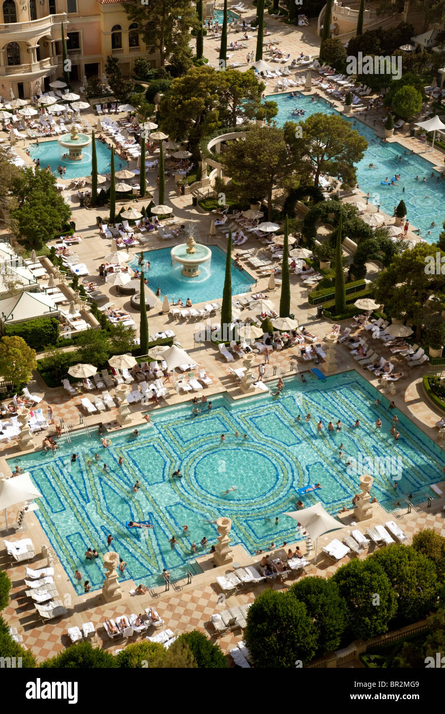 The swimming pools at the Bellagio Hotel, Las Vegas USA Stock Photo - Alamy