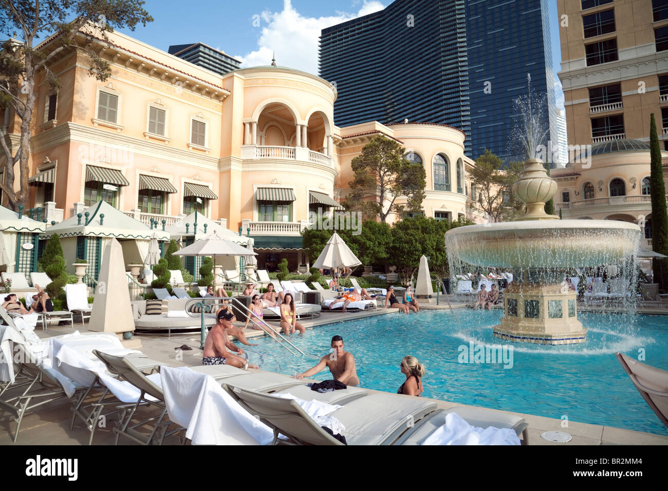 The swimming pools at the Bellagio Hotel, Las Vegas USA Stock Photo - Alamy