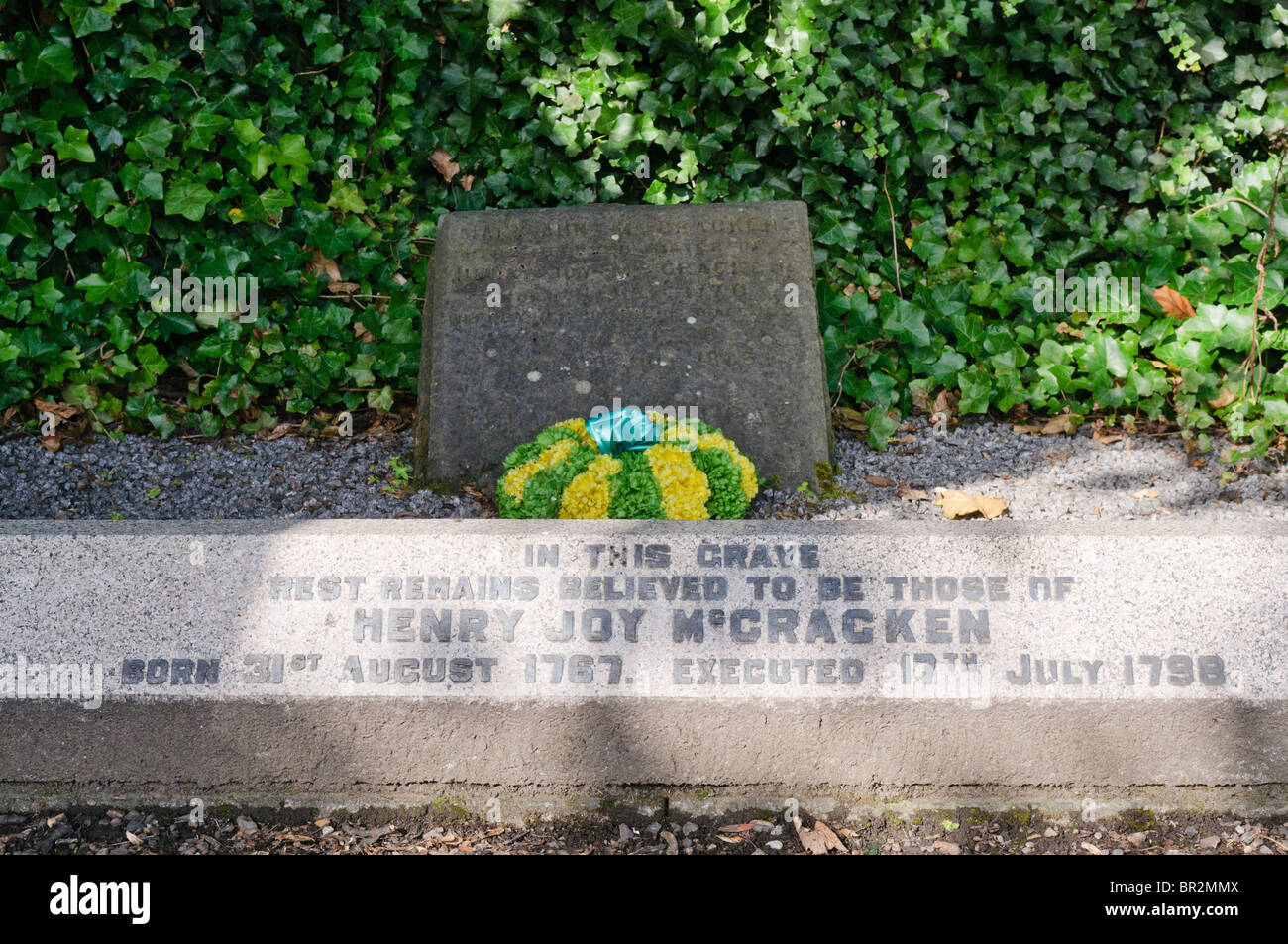 Grave of Henry Joy McCracken, founder of the United Irishmen who lead the 1798 Irish Rebellion and was subsequently executed. Stock Photo