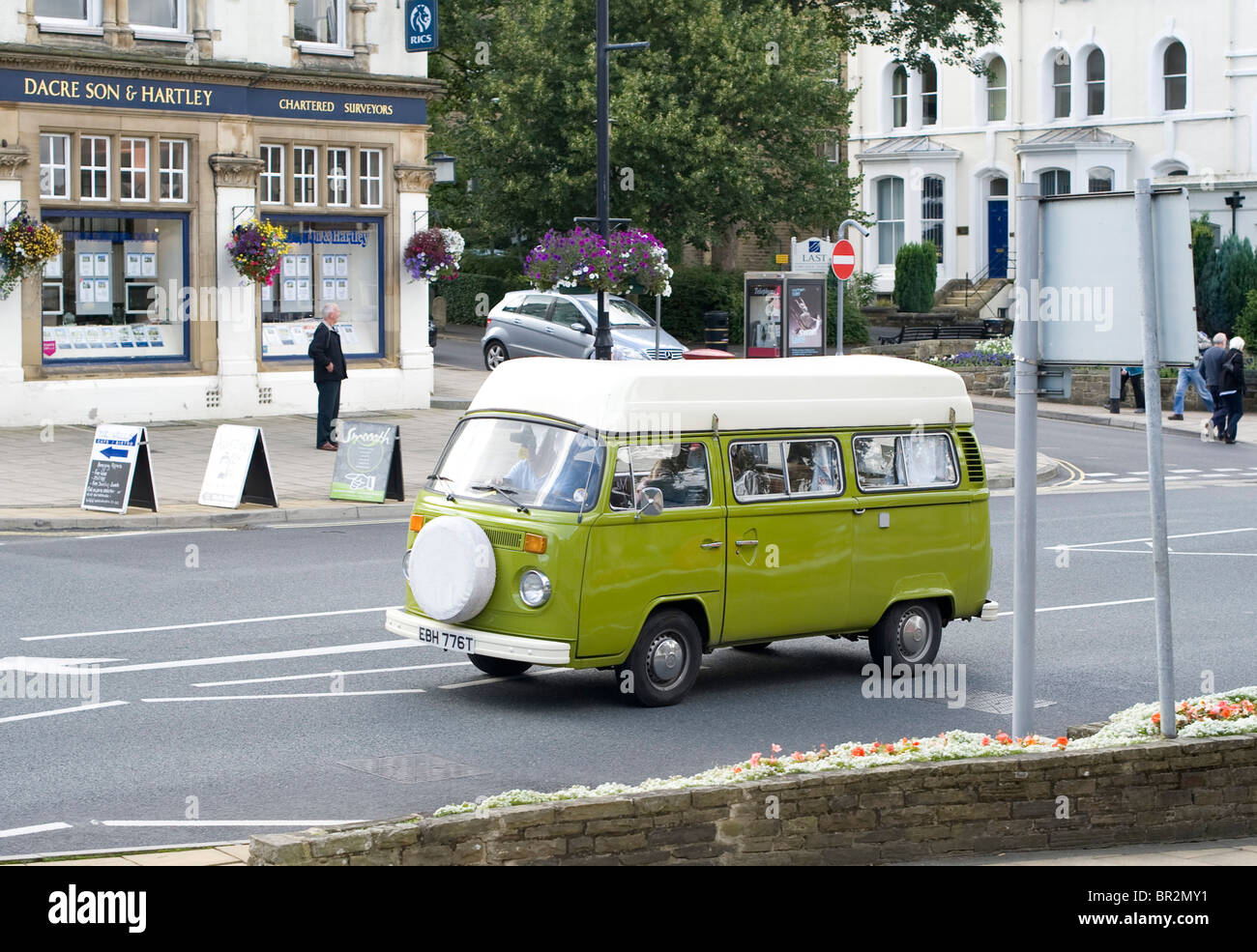 VW Camper van green Ilkley Yorkshire Stock Photo Alamy