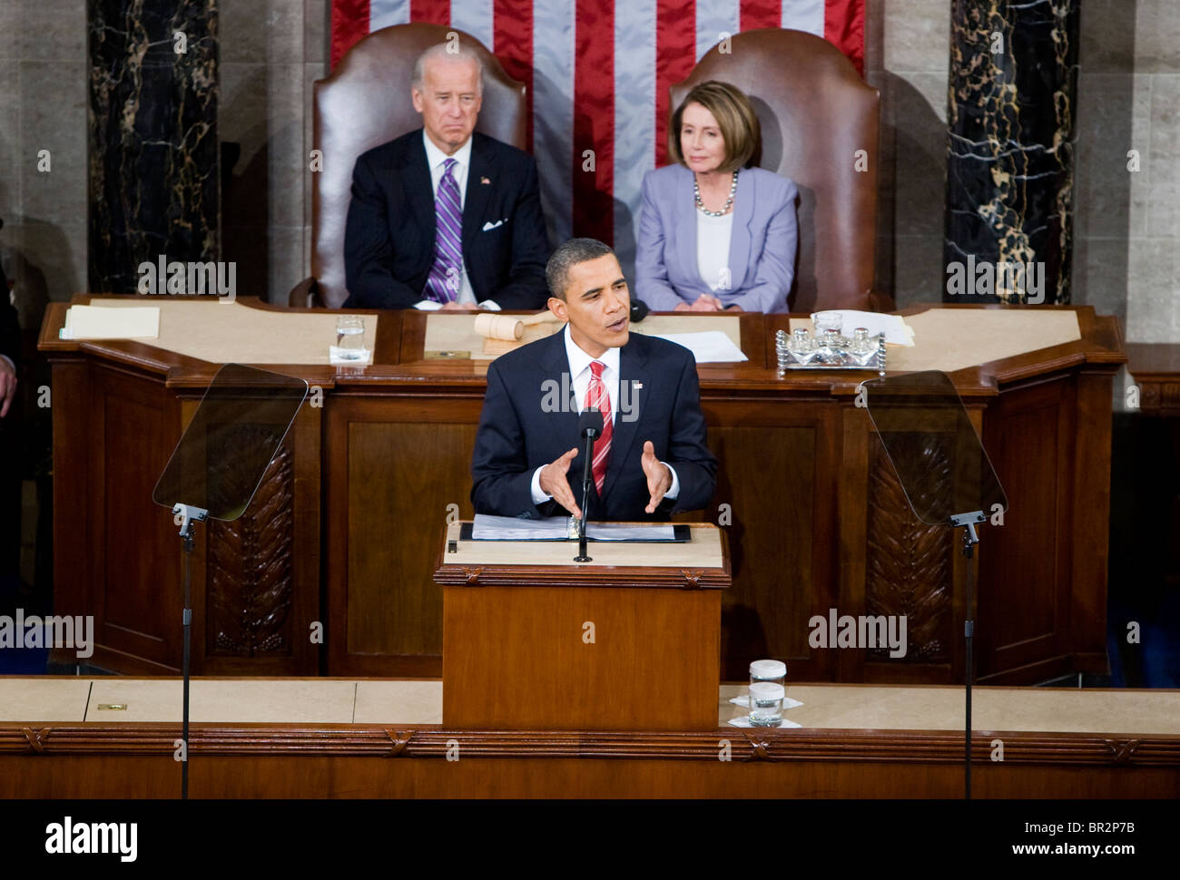 President Barack Obama delivers his first State of the Union Address.  Stock Photo