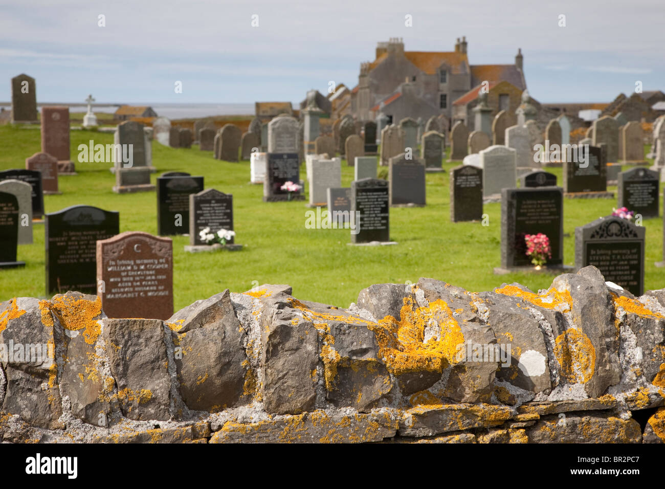 Graveyard by Scar House on Sanday in the Orkney Islands, Scotland Stock Photo
