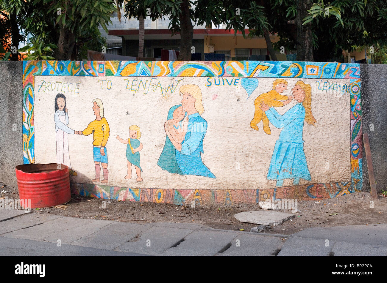 Wall painting message, Tamarin, Mauritius Stock Photo