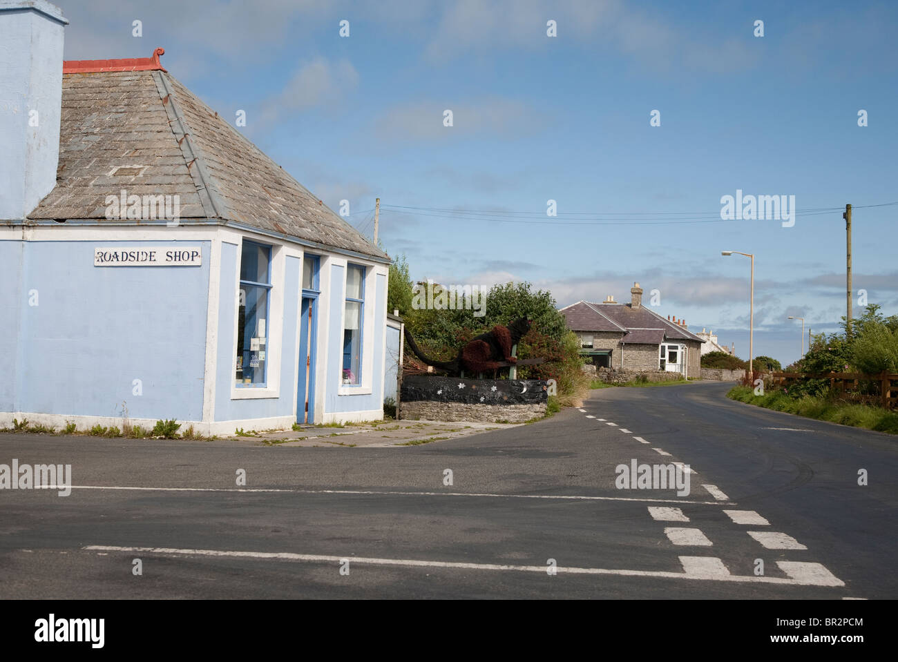 Roadside Shop in the Village of Lady on the Isle of Sanday, Orkney Islands, Scotland Stock Photo