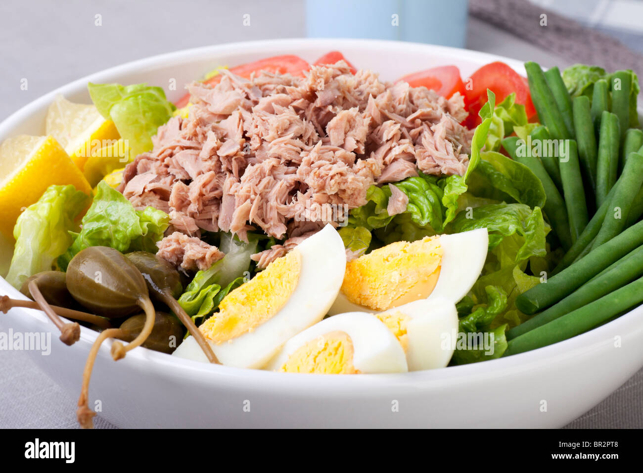 Fresh and tempting Nicoise salad. Stock Photo