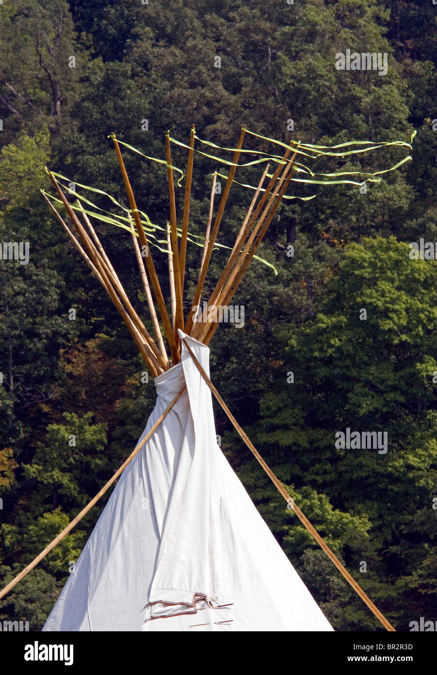 Dayton, Tennessee - Tip of a teepee set up during a powwow. Stock Photo