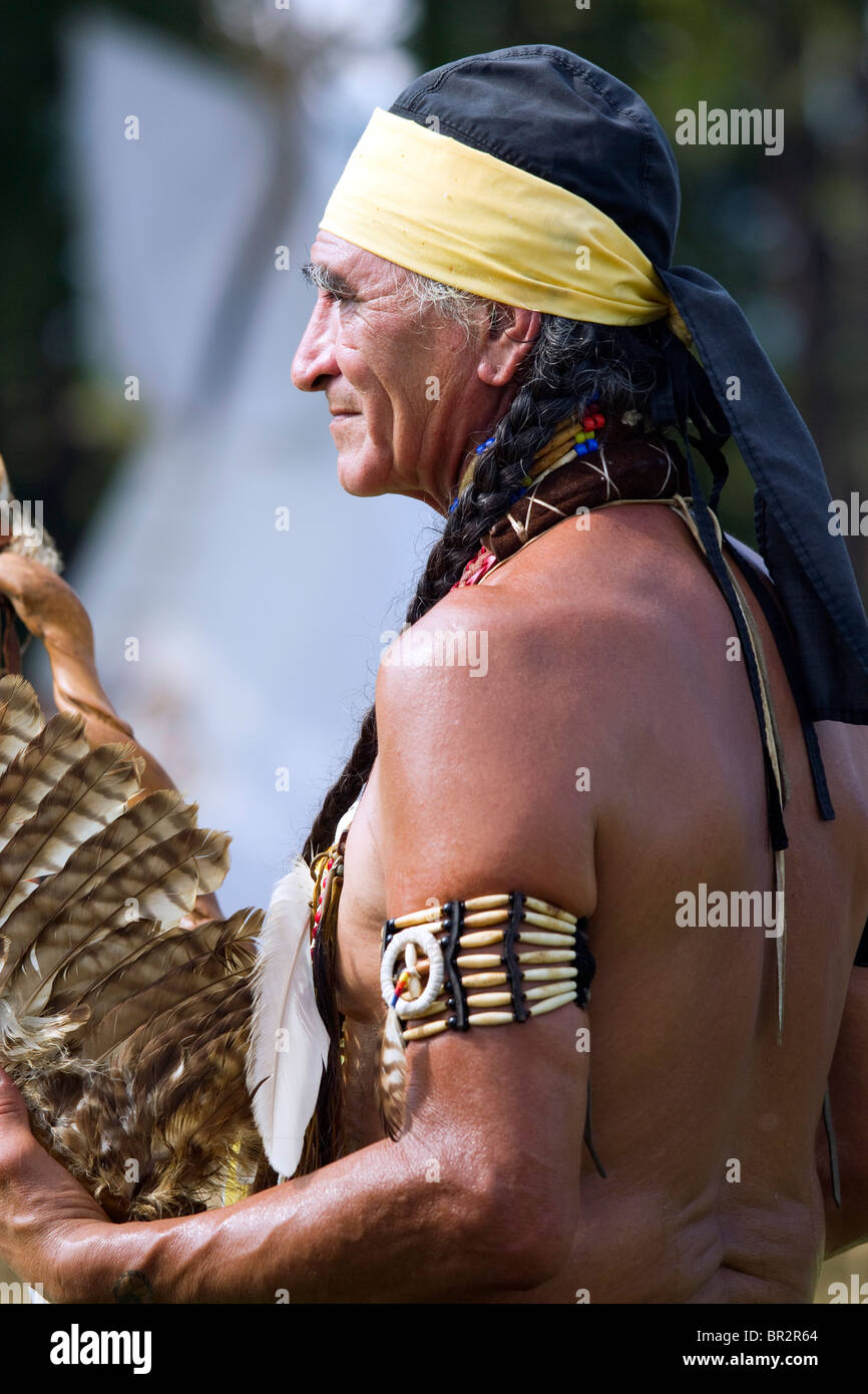 Dayon, Tennessee - Lakota performer taking part in a powwow in Dayton, Tennessee. Stock Photo