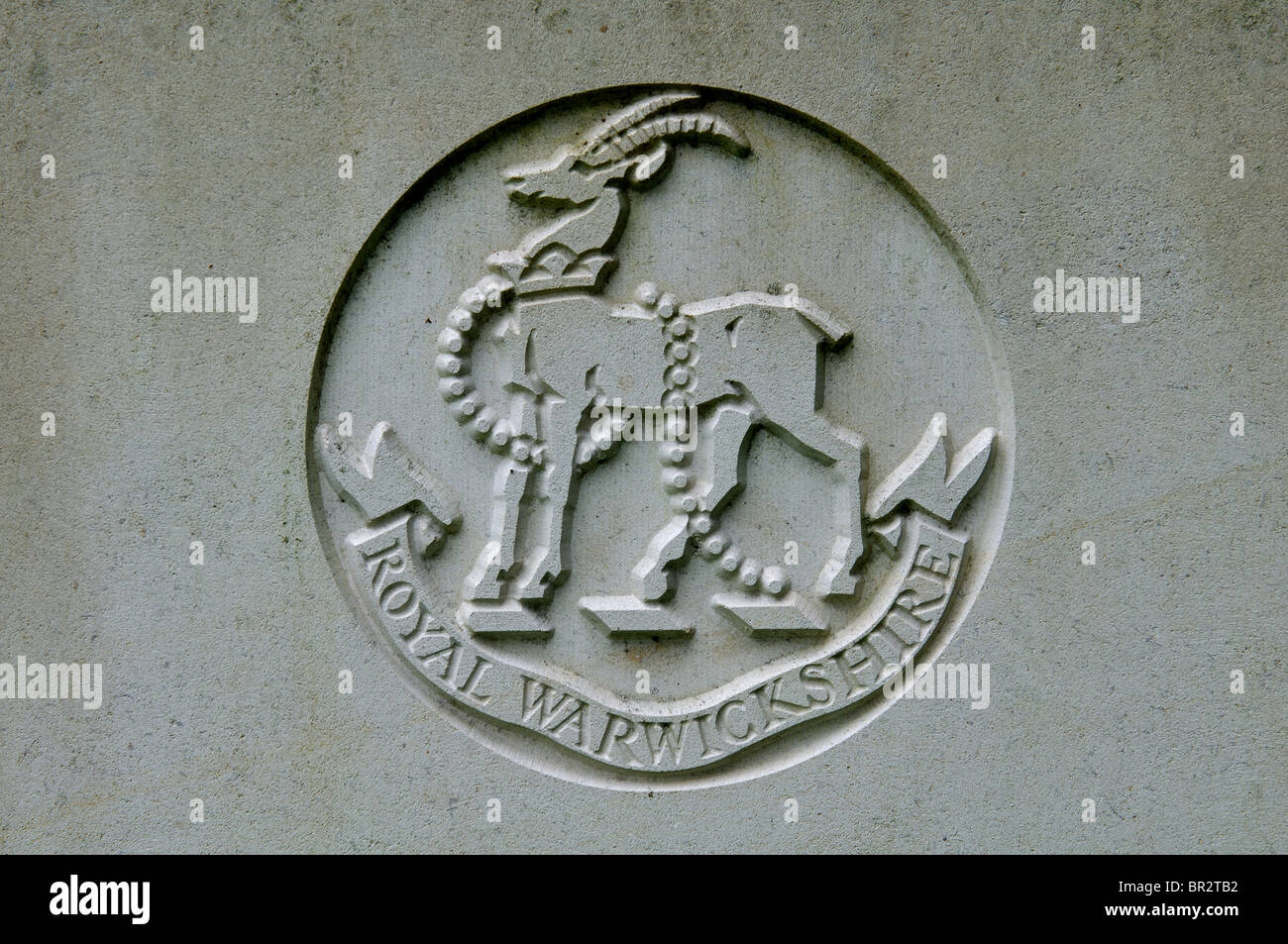 Royal Warwickshire Regiment crest on war grave. Stock Photo