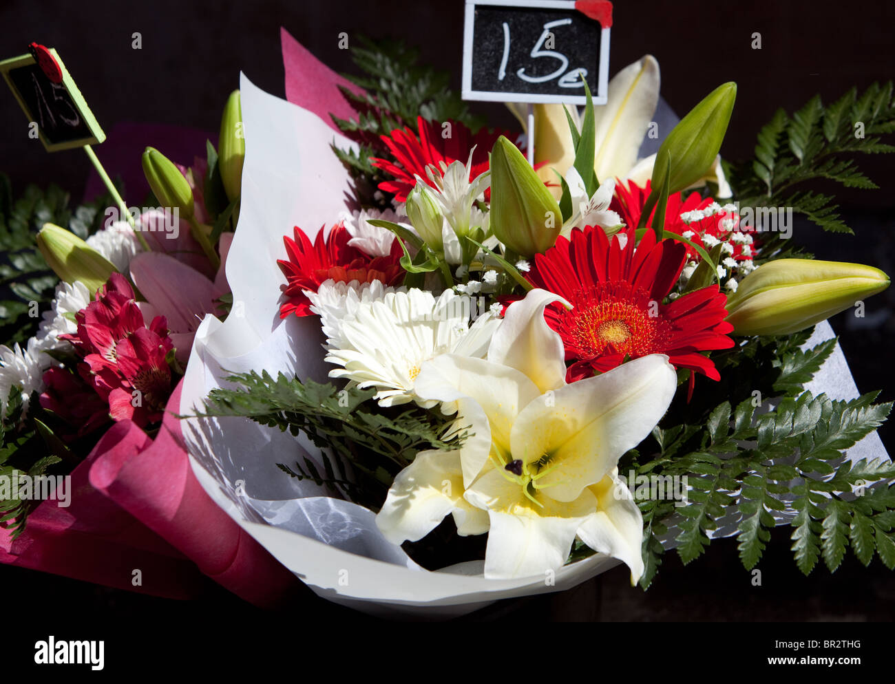 Flowers for sale in the local town market. Ajaccio Corsica Stock Photo