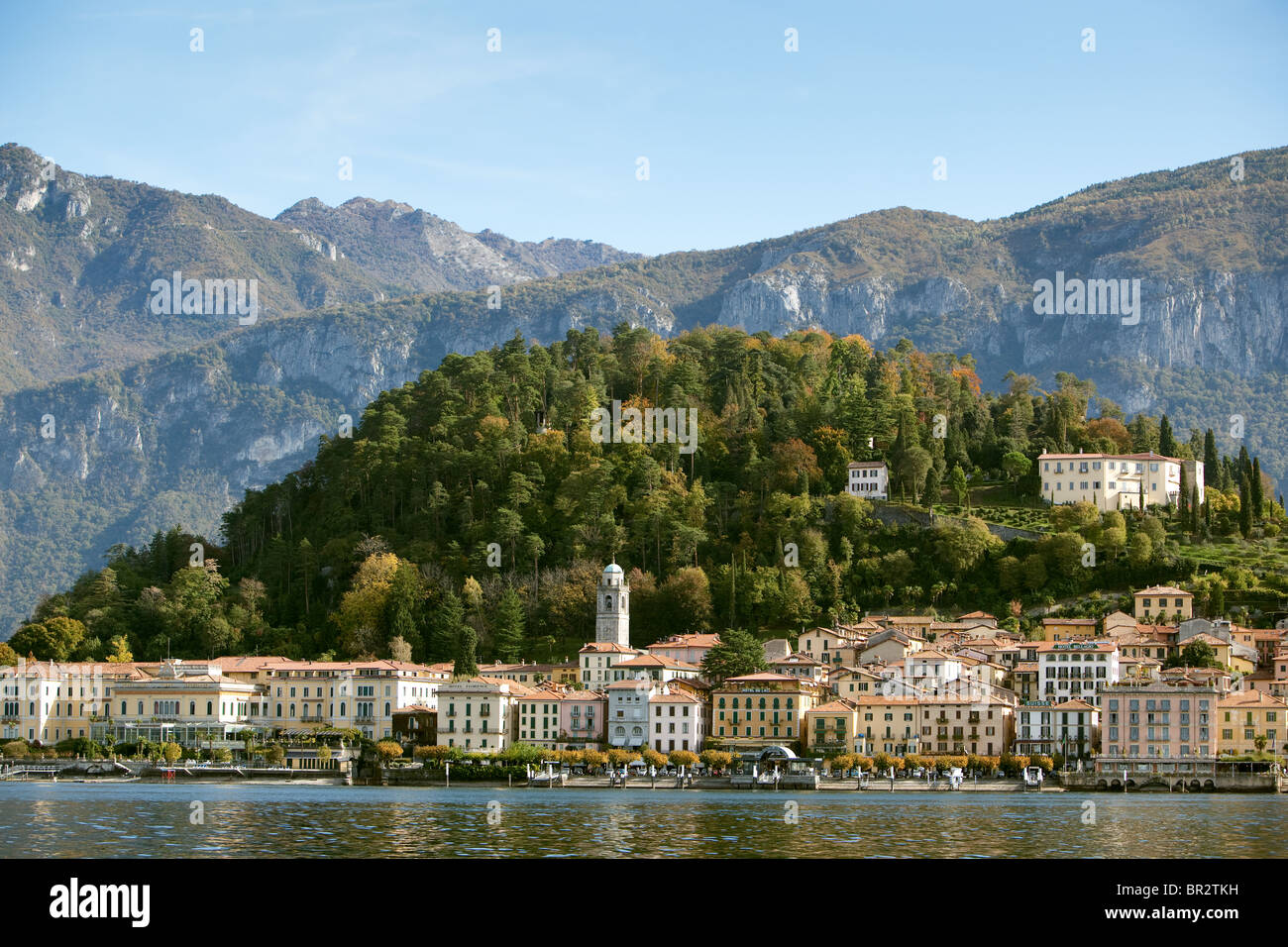 Approaching Bellagio from Lake Como Italy Stock Photo