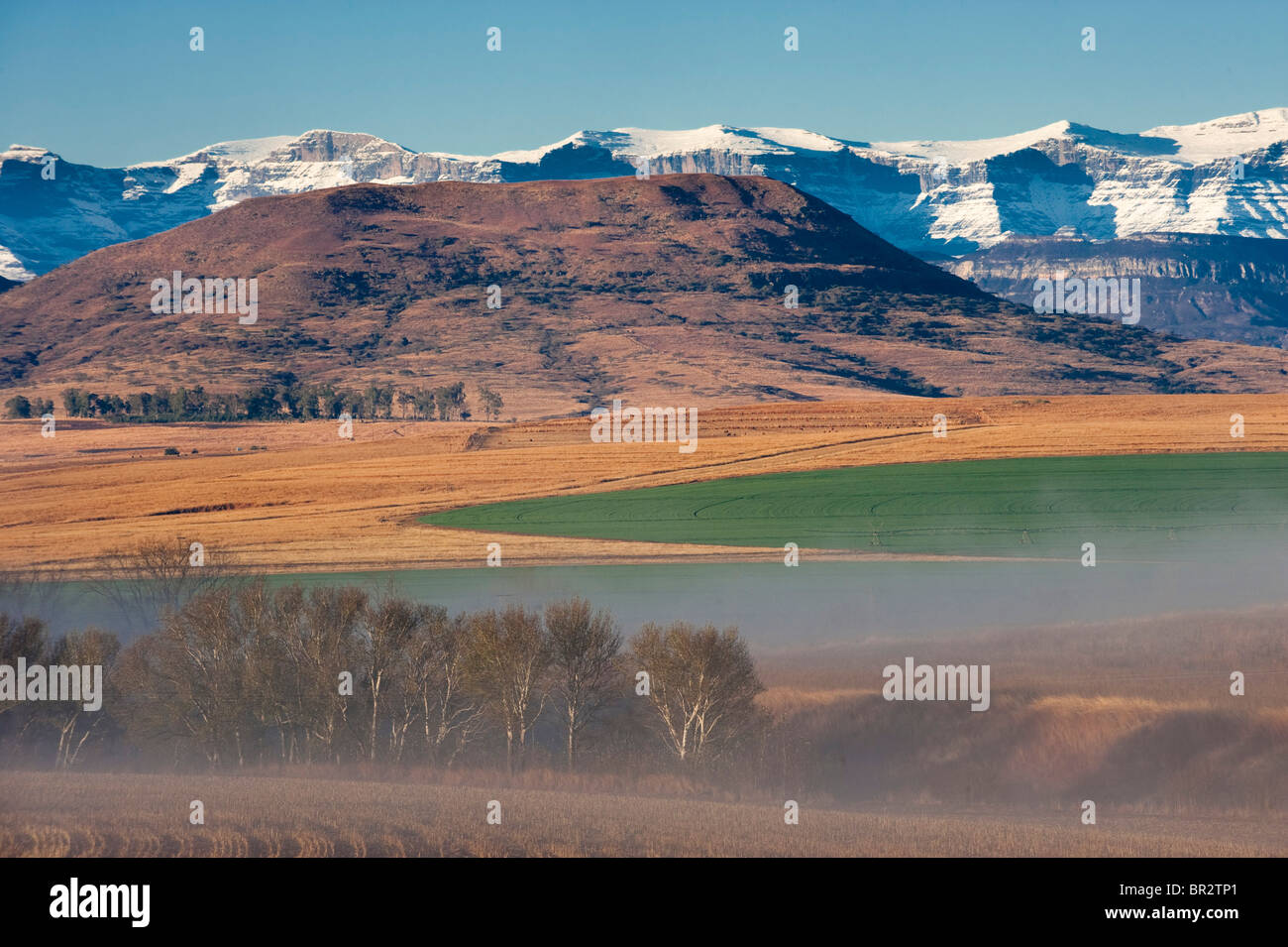 Farmland in Bergville at the base of the Drakensberg Mountain, South Africa Stock Photo
