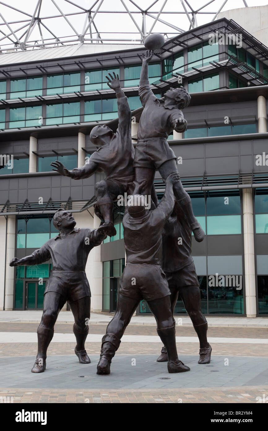 Rugy Players Sculpture or Statue outside Twickenham Stadium London