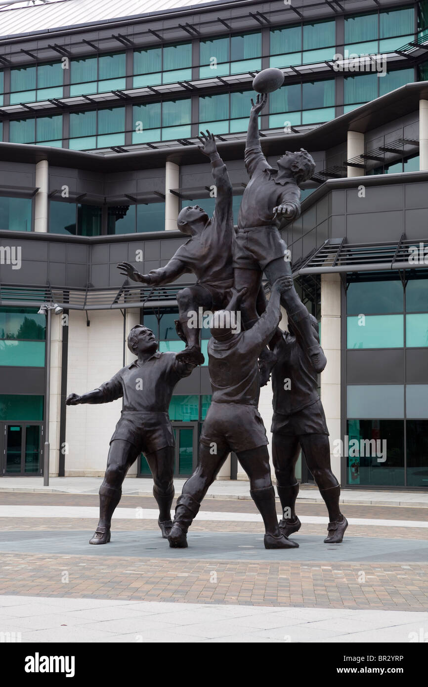 Rugy Players Sculpture or Statue outside Twickenham Stadium London