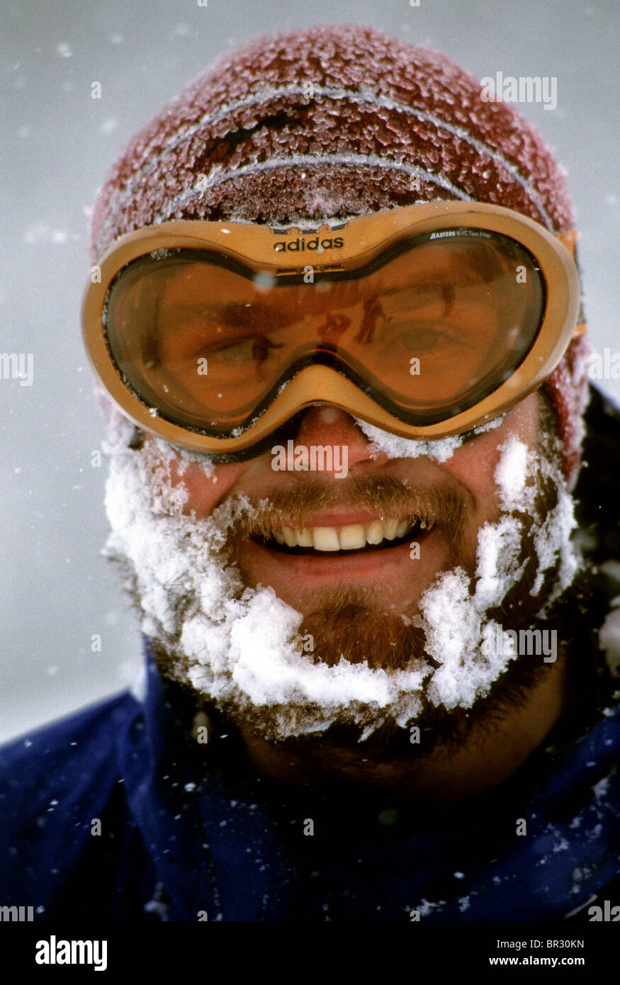 Bearded man snow smiling hi-res stock photography and images - Alamy
